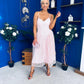 Kelly Crochet Detail Occasion Dress Pink
