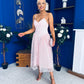 Kelly Crochet Detail Occasion Dress Pink