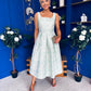 Celia Square Neck Jacquard Occasion Dress Mint