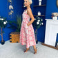 Celia Square Neck Jacquard Occasion Dress Coral