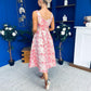 Celia Square Neck Jacquard Occasion Dress Coral