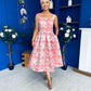 Celia Square Neck Jacquard Occasion Dress Coral