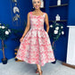 Celia Square Neck Jacquard Occasion Dress Coral