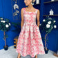 Celia Square Neck Jacquard Occasion Dress Coral
