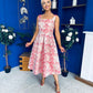 Celia Square Neck Jacquard Occasion Dress Coral