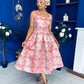 Celia Square Neck Jacquard Occasion Dress Coral