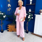 Danika Ruched Blazer & Belted Trouser Set Pwr Pink