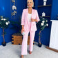 Danika Ruched Blazer & Belted Trouser Set Pwr Pink