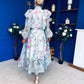 Sophie Frill Detail Midi Shirt Dress Floral Green