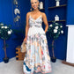 Riana Prinred Strappy Midaxi Dress