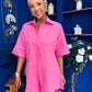 Milani Oversized Denim Playsuit Cerise