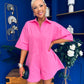 Milani Oversized Denim Playsuit Cerise