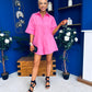 Milani Oversized Denim Playsuit Cerise