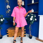 Milani Oversized Denim Playsuit Cerise