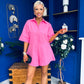 Milani Oversized Denim Playsuit Cerise
