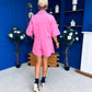 Milani Oversized Denim Playsuit Cerise