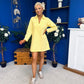 Alice Denim Mini Shift Dress Yellow