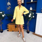 Alice Denim Mini Shift Dress Yellow