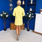 Alice Denim Mini Shift Dress Yellow