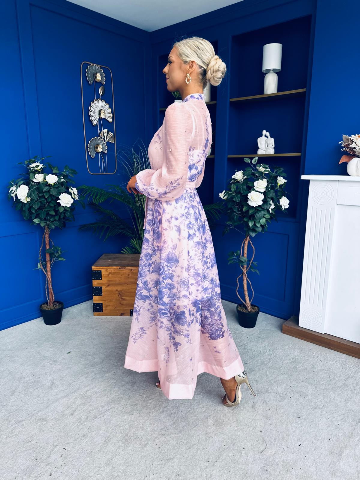 Chloe Embellished Midi Shirt Dress Floral