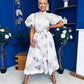 Dorothy Embellished Midi Shirt Dress Floral White