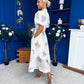 Dorothy Embellished Midi Shirt Dress Floral White