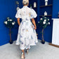 Dorothy Embellished Midi Shirt Dress Floral White