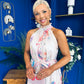 Gayle High Neck Occasion Dress Floral Cream