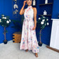 Gayle High Neck Occasion Dress Floral Cream