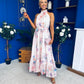 Gayle High Neck Occasion Dress Floral Cream