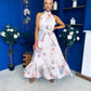 Gayle High Neck Occasion Dress Floral Cream