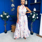 Gayle High Neck Occasion Dress Floral Cream