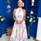 Gayle High Neck Occasion Dress Floral Cream