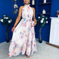 Gayle High Neck Occasion Dress Floral Cream