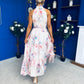 Gayle High Neck Occasion Dress Floral Cream