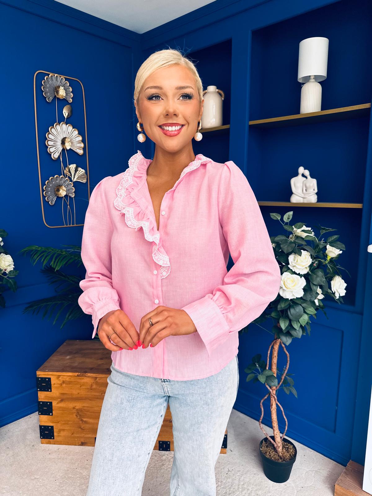 Peri Lace Detail Blouse Pink