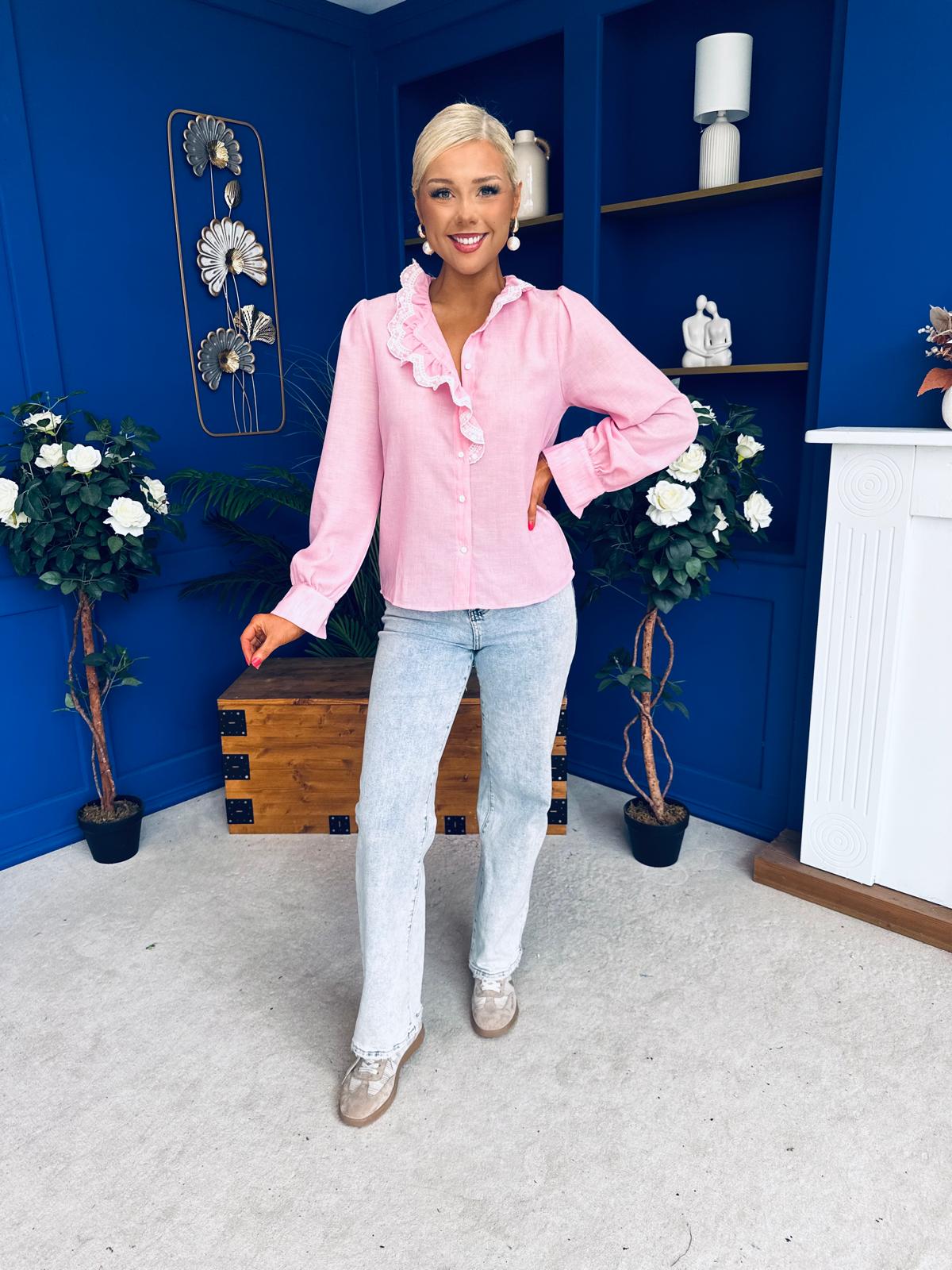 Peri Lace Detail Blouse Pink