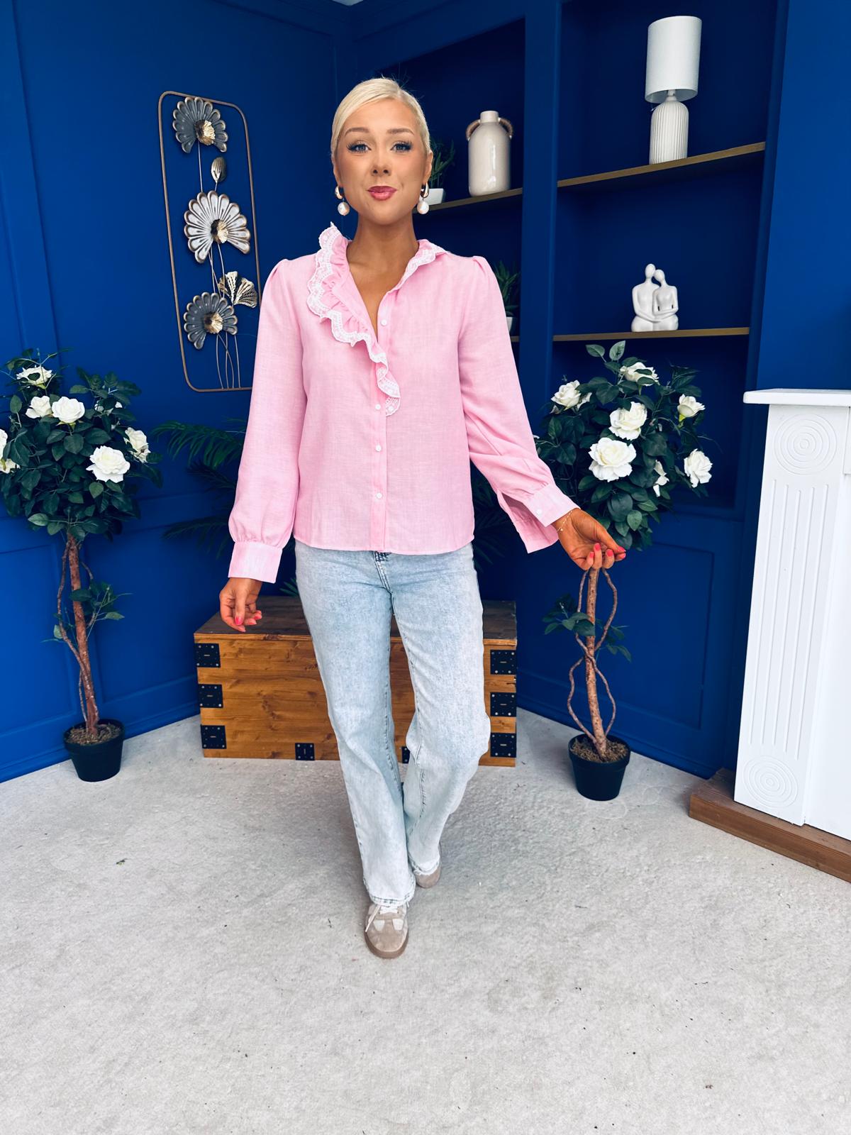 Peri Lace Detail Blouse Pink