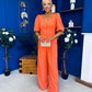 Daniella Detailed Top And Trouser Set Coral