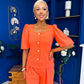 Daniella Detailed Top And Trouser Set Coral