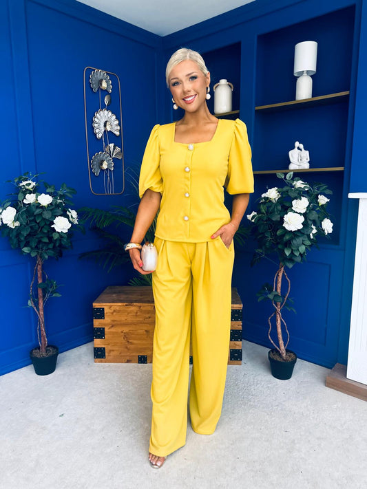 Daniella Detailed Top And Trouser Set Dijon