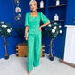 Daniella Detailed Top And Trouser Set Emerald
