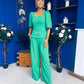 Daniella Detailed Top And Trouser Set Emerald