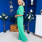 Daniella Detailed Top And Trouser Set Emerald