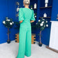 Daniella Detailed Top And Trouser Set Emerald
