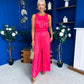 Bella High Neck Satin Jumpsuit Coral