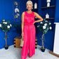 Bella High Neck Satin Jumpsuit Coral