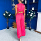 Bella High Neck Satin Jumpsuit Coral