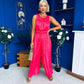 Bella High Neck Satin Jumpsuit Coral