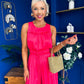 Bella High Neck Satin Jumpsuit Coral